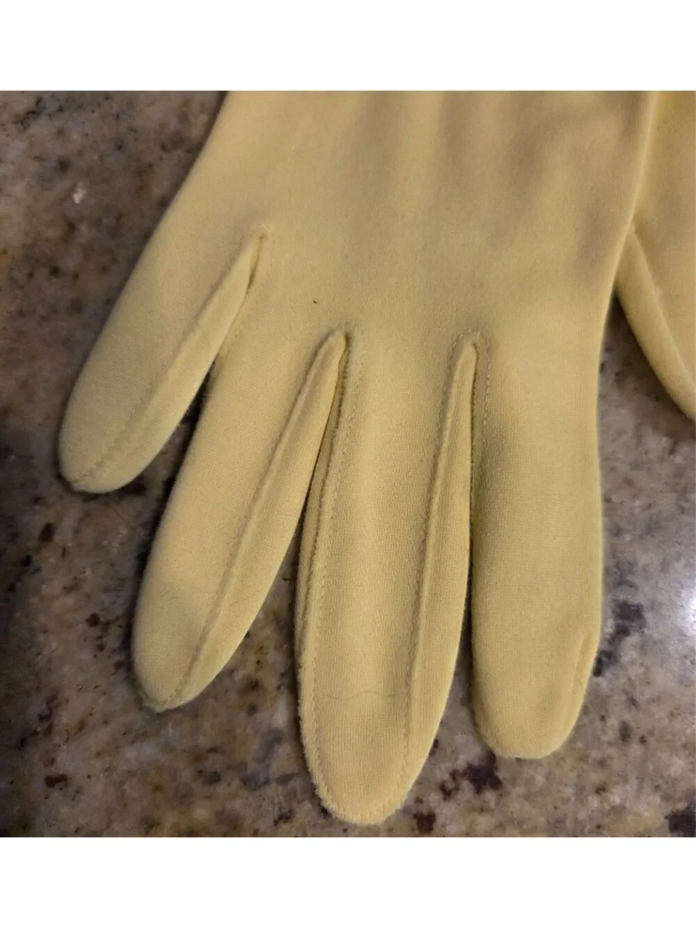 Vintage Womens Size S 6.5 Yellow Nylon Formal Gloves Wrist Button